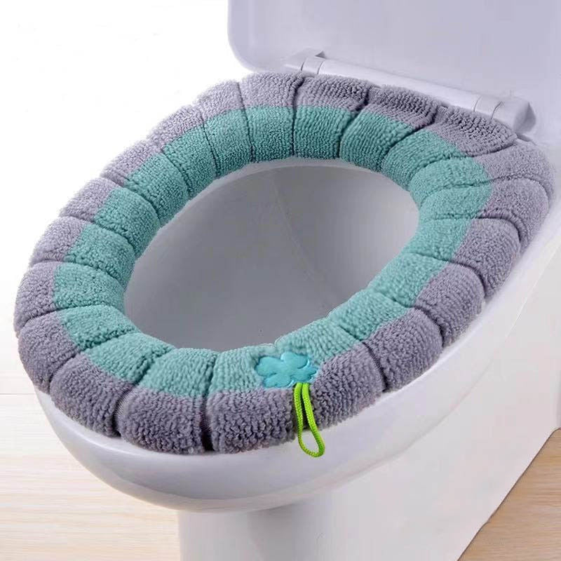 Winter Warm Toilet Seat Cover Mat Bathroom Toilet Pad Cushion with Handle Thicker Soft Washable Closestool Warmer Accessories