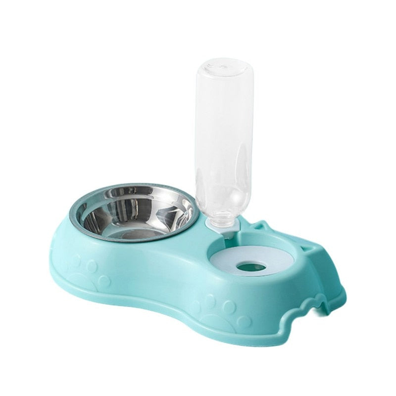 500ML Dog Bowl Cat Feeder Bowl With Dog Water Bottle Automatic Drinking Pet Bowl Cat Food Bowl Pet Stainless Steel Double 3 Bowl