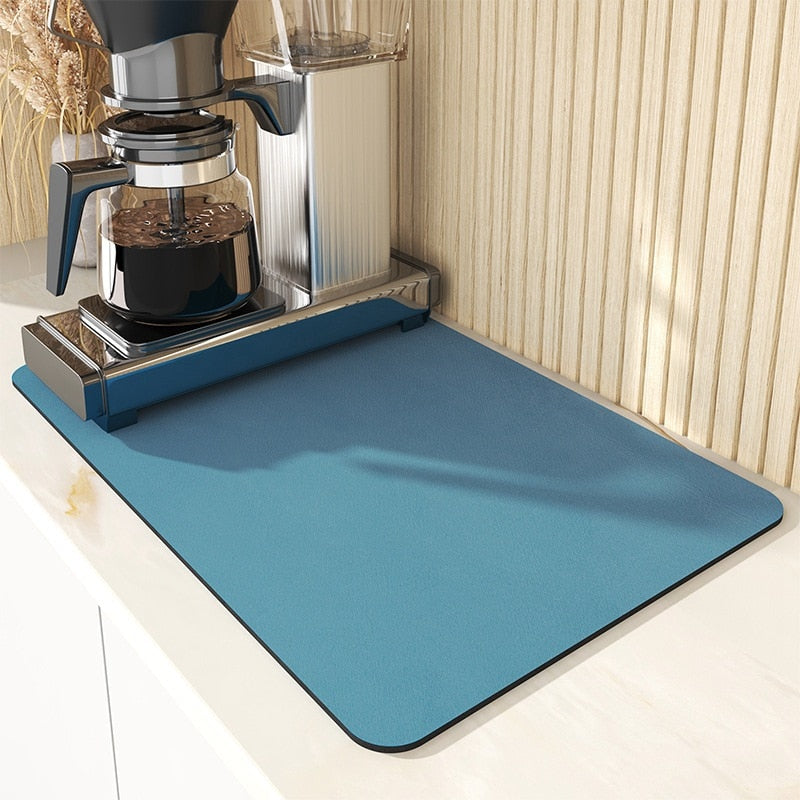 Super Absorbent Coffee Dish Large Kitchen Absorbent Draining Mat Drying Mat Quick Dry Bathroom Drain Pad