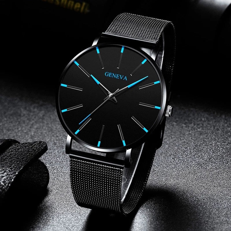 2022 Minimalist Men's Fashion Ultra Thin Watches Simple Men Business Stainless Steel Mesh Belt Quartz Watch relogio masculino