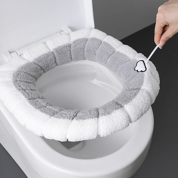 Universal Toilet Seat Cushion Thick Plush O-shaped Toilet Seat Toilet Cover With Handle Nordic Bathroom Accessories