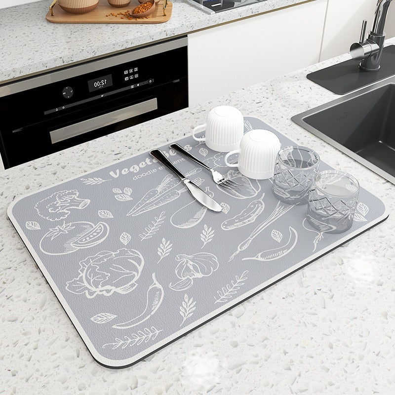 Super Absorbent Coffee Dish Large Kitchen Absorbent Draining Mat Drying Mat Quick Dry Bathroom Drain Pad