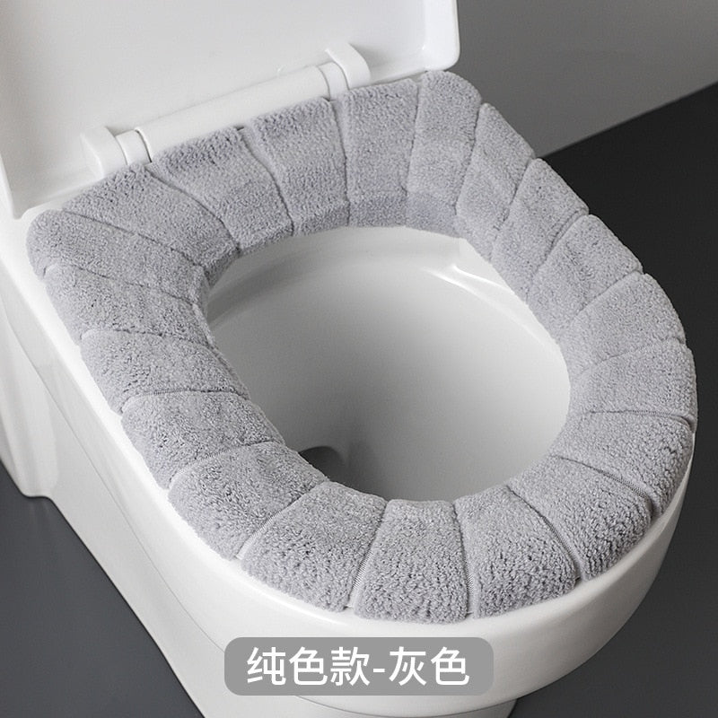 Universal Toilet Seat Cushion Thick Plush O-shaped Toilet Seat Toilet Cover With Handle Nordic Bathroom Accessories