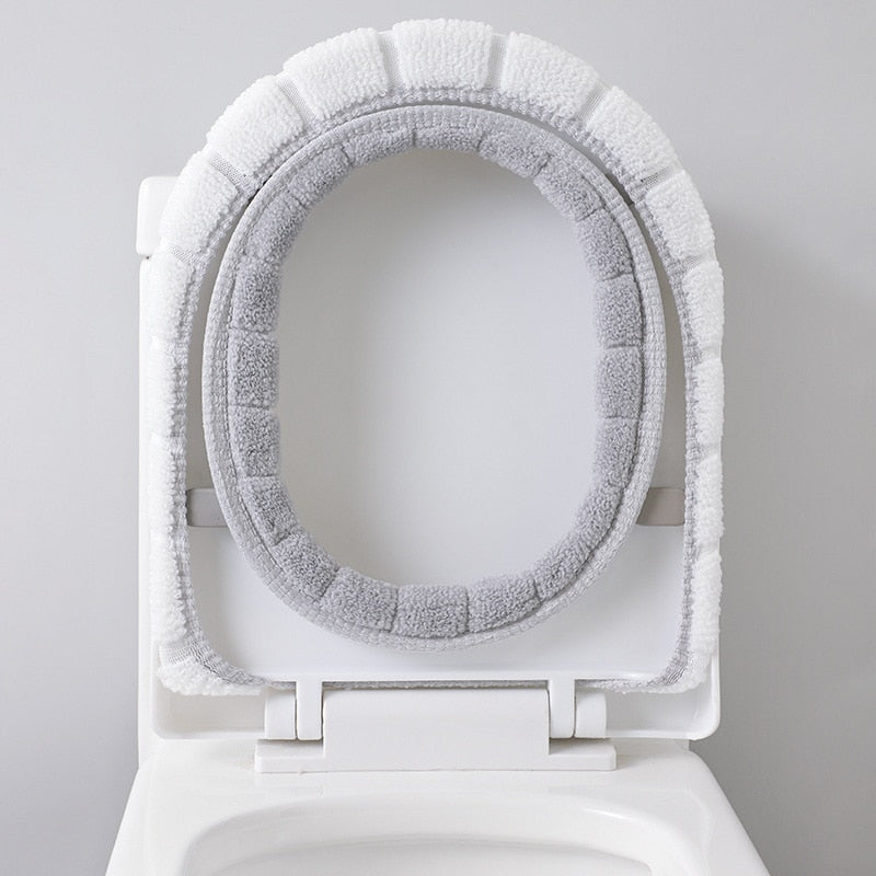 Universal Toilet Seat Cushion Thick Plush O-shaped Toilet Seat Toilet Cover With Handle Nordic Bathroom Accessories