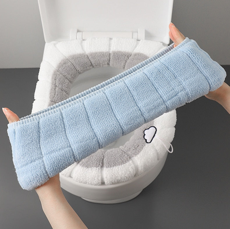 Universal Toilet Seat Cushion Thick Plush O-shaped Toilet Seat Toilet Cover With Handle Nordic Bathroom Accessories